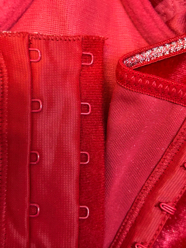 Rote Corsage von Censored mit Glitzerakzenten, Gr.75b