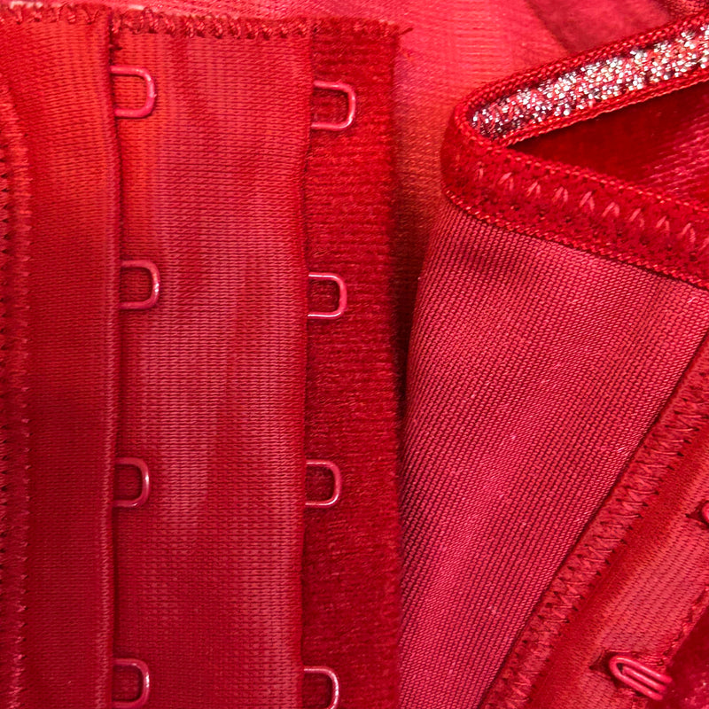 Rote Corsage von Censored mit Glitzerakzenten, Gr.75b