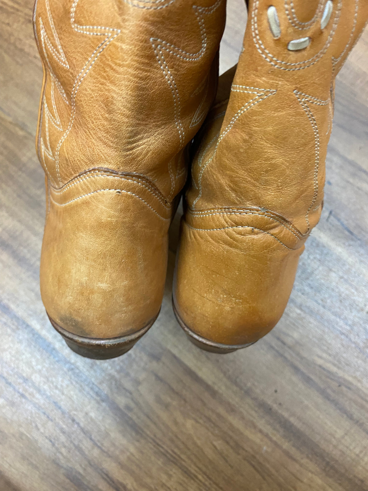 Vintage Cowboystiefel aus echtem Leder, Größe 42, handgefertigt in Brasilien