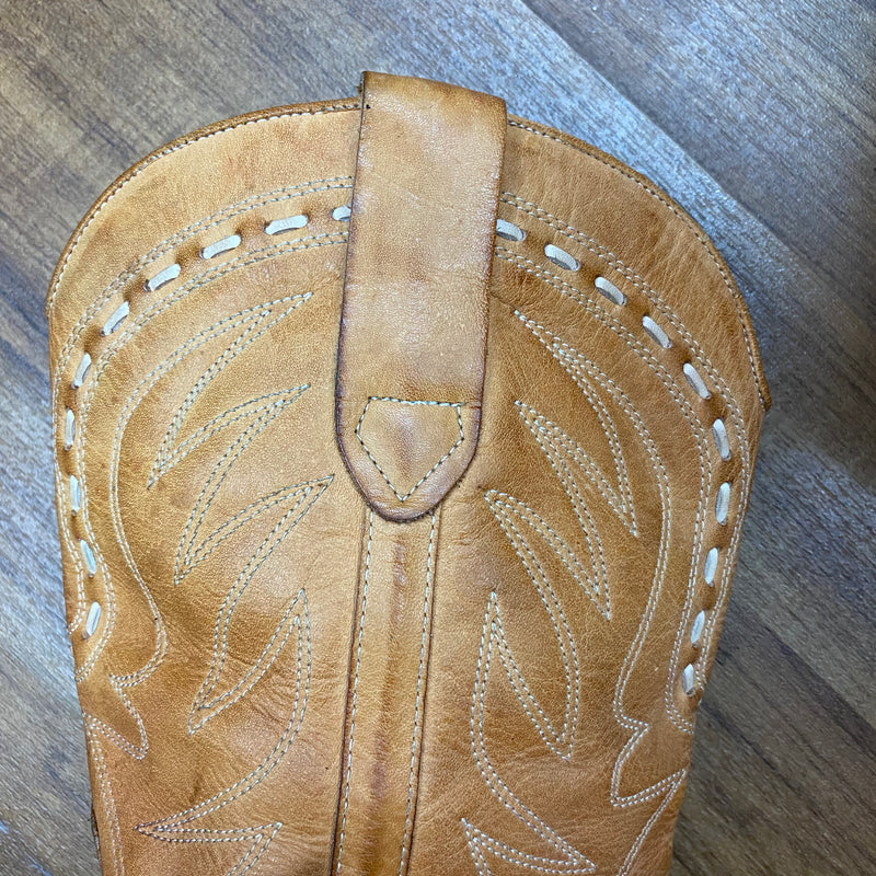 Vintage Cowboystiefel aus echtem Leder, Größe 42, handgefertigt in Brasilien
