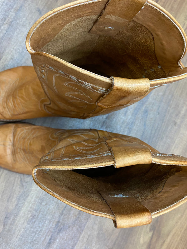 Vintage Cowboystiefel aus echtem Leder, Größe 42, handgefertigt in Brasilien