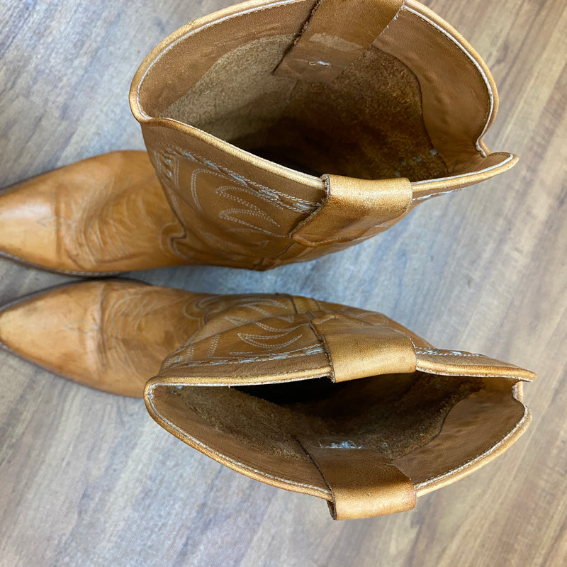 Vintage Cowboystiefel aus echtem Leder, Größe 42, handgefertigt in Brasilien