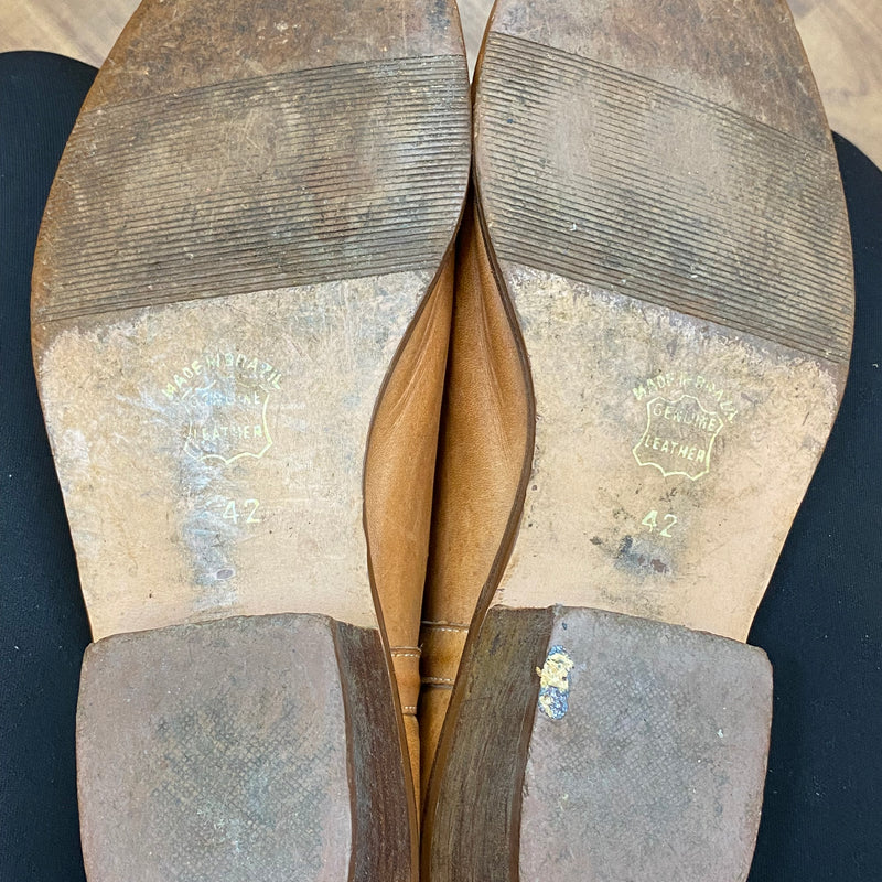 Vintage Cowboystiefel aus echtem Leder, Größe 42, handgefertigt in Brasilien