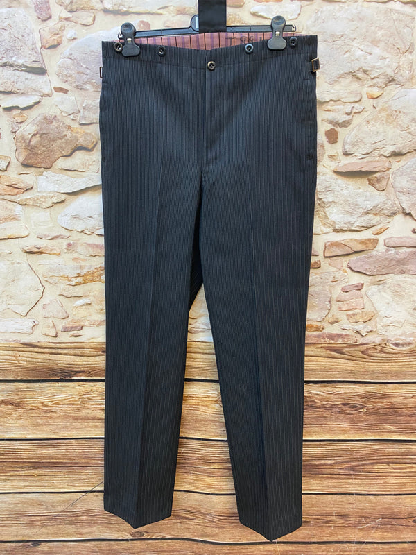 Stresemann-Hose für Cutway-Anzug, handgefertigt, gestreifte Herren-Hose Bundweite 88 cm, Gr.48 