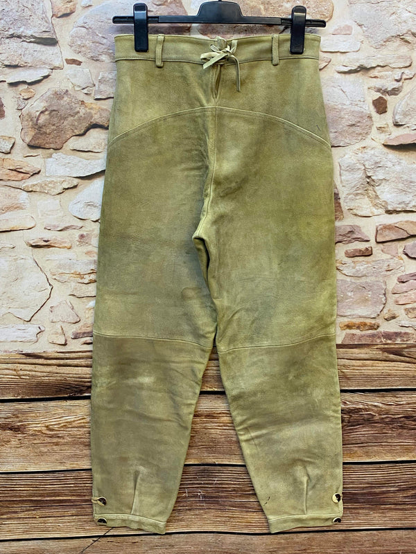 „Lange Lederhose Damen Landhausstil in Sandgrün mit Polyesterfutter“