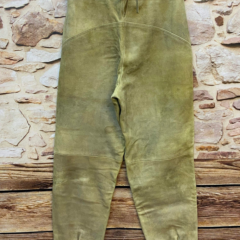 „Lange Lederhose Damen Landhausstil in Sandgrün mit Polyesterfutter“
