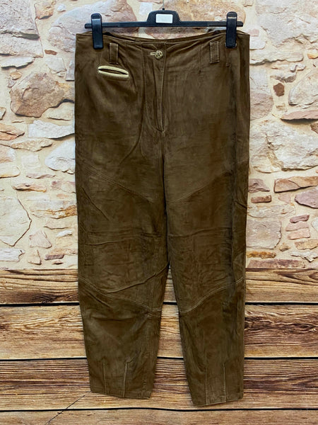Braune Damen Trachten-Lederhose von Country Line mit geradem Bein