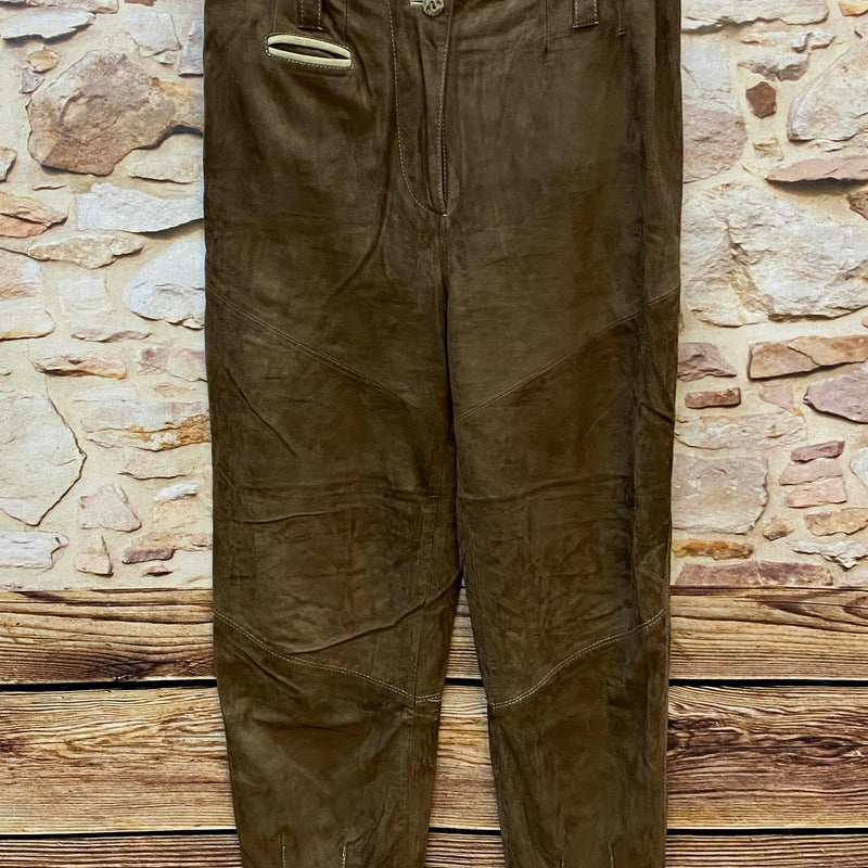 Braune Damen Trachten-Lederhose von Country Line mit geradem Bein