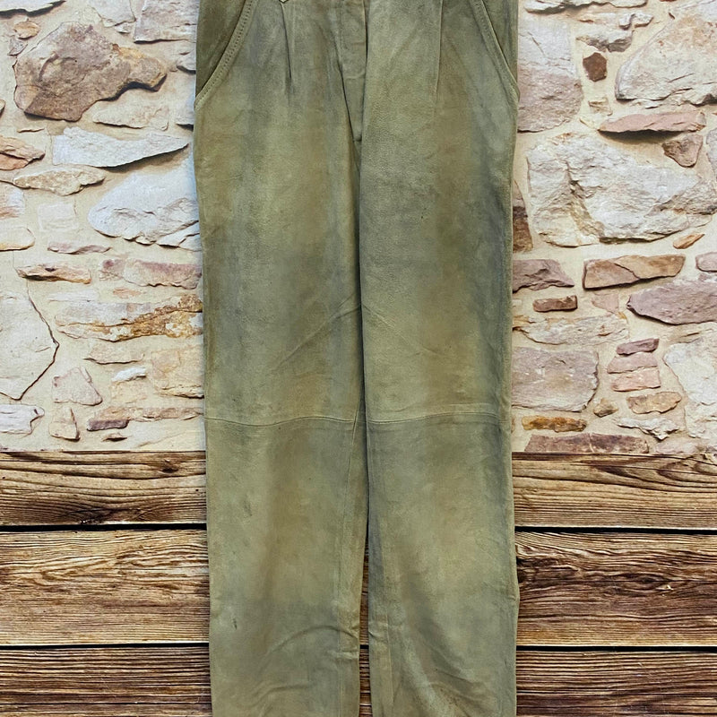 „Lange Damen Trachtenlederhose in Oliv Beige Größe 40 aus Wildleder von Natural Life“