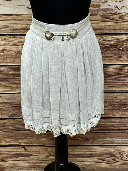 Kurzer Trachtenrock Landhausrock Rock in der Gr.XS, Trachtenmode beigefarbend