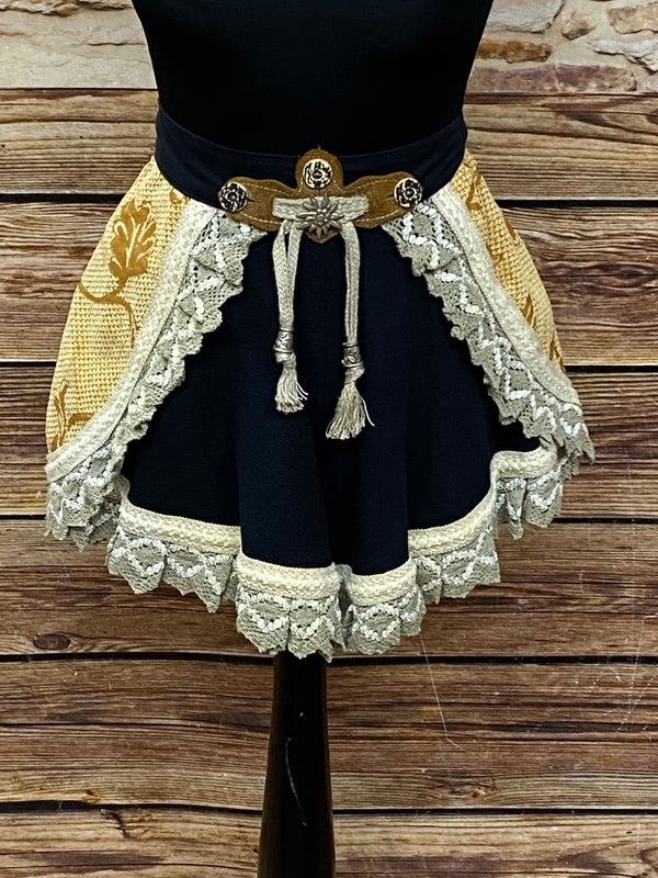 Kurzer Trachtenrock im Landhausstil in beige schwarz, Größe 42