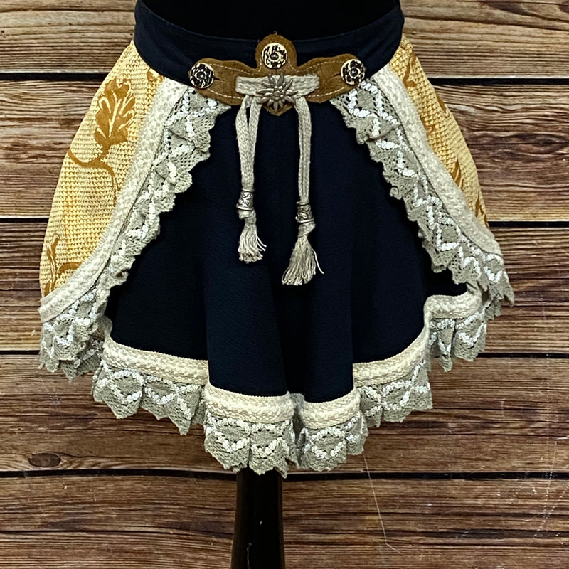 Kurzer Trachtenrock im Landhausstil in beige schwarz, Größe 42