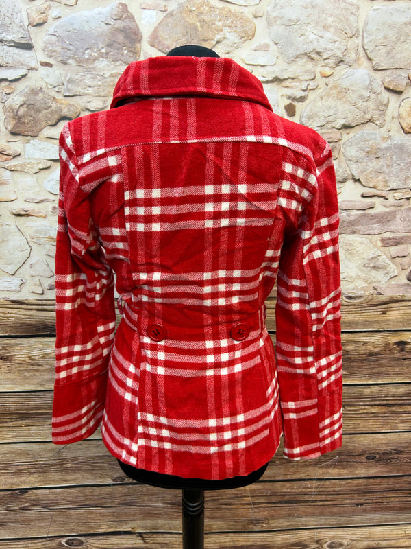 Kurzmantel in Rot-Kariert – Made in Italy – Größe M