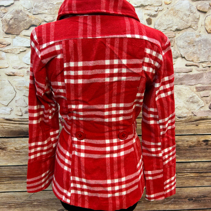 Kurzmantel in Rot-Kariert – Made in Italy – Größe M