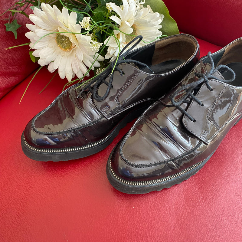 Paul Green Damen Schnürschuhe, Vintage Lackschuhe Gr.38