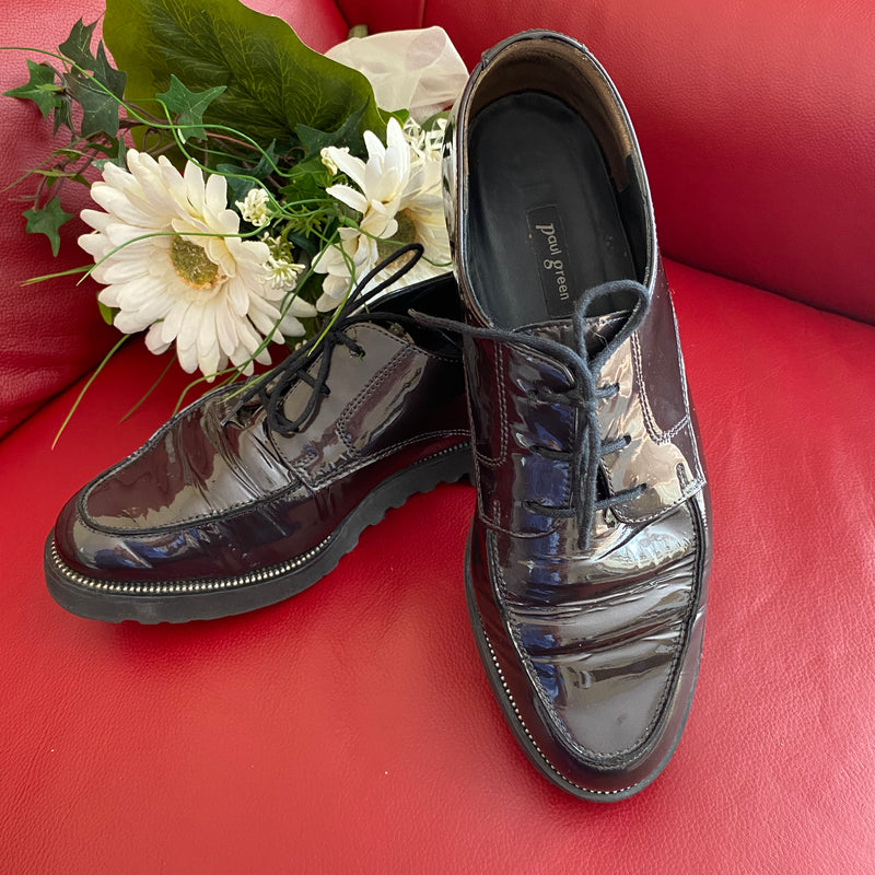 Paul Green Damen Schnürschuhe, Vintage Lackschuhe Gr.38