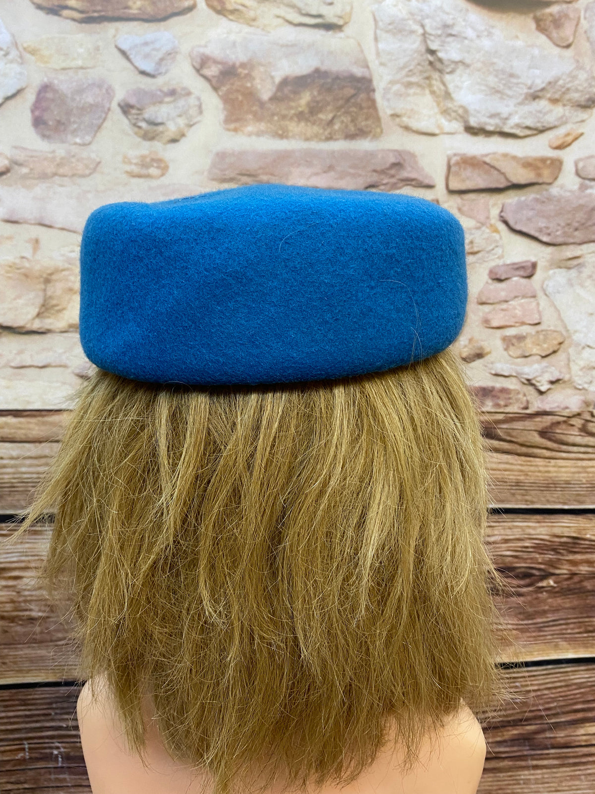 Chapeau pilulier femme vintage bleu, taille unique