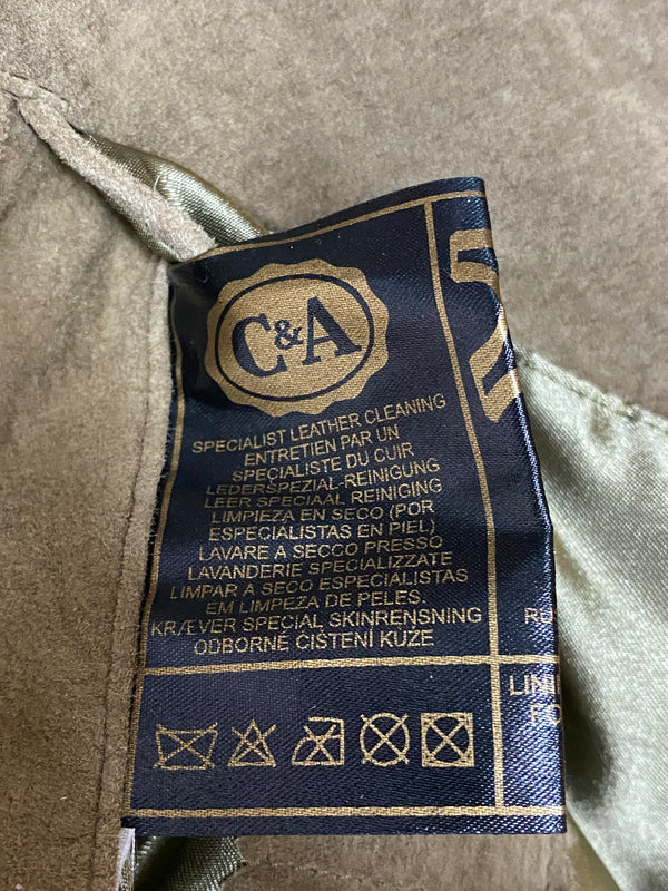 Trachten Damenjacke kurze Jacke Echtleder Vintage Gr.42 grün/beige