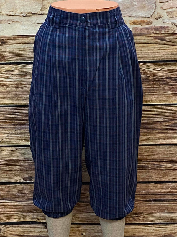 Damen Knickerbocker Gr. 44 (fällt kleiner), Bund 85 cm, Schritt 54 cm, Länge 84 cm, dunkelblau kariert, ungetragen, 20er Jahre Stil – Vintage Hose
