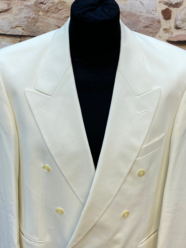 Vintage Wilvorst Dinnerjacke – Gr. 26 – Cremeweiß – Doppelreiher
