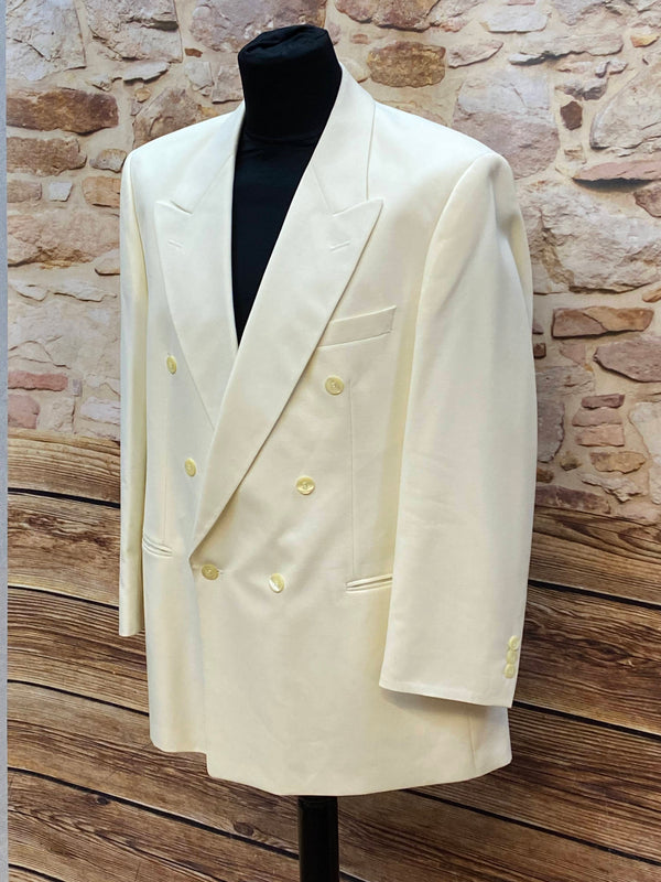 Vintage Wilvorst Dinnerjacke – Gr. 26 – Cremeweiß – Doppelreiher