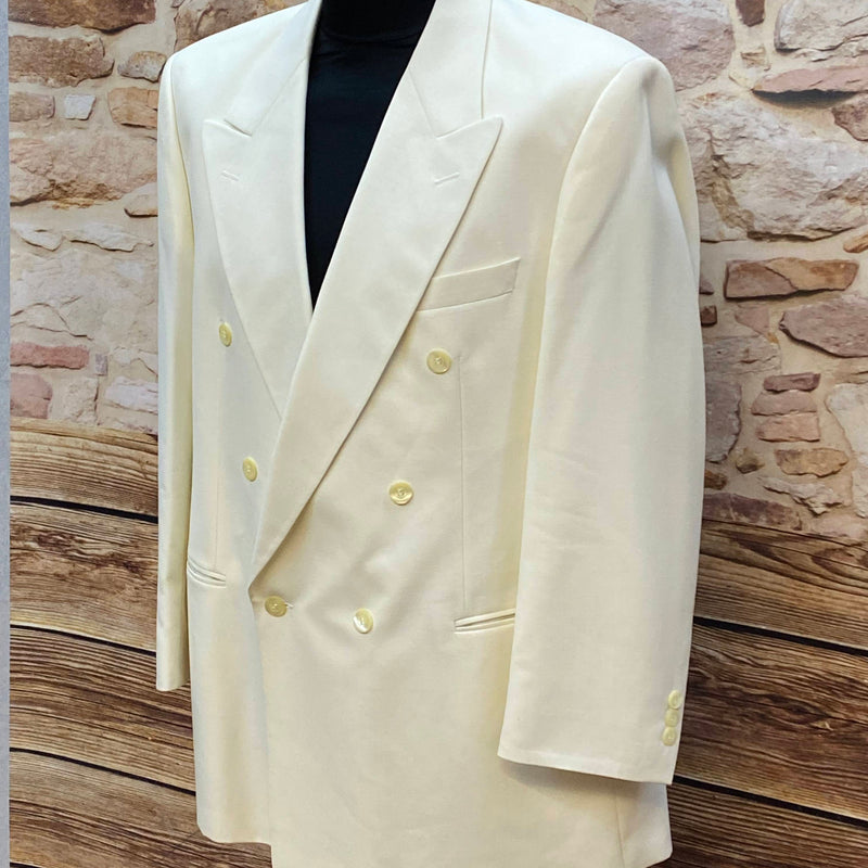 Vintage Wilvorst Dinnerjacke – Gr. 26 – Cremeweiß – Doppelreiher
