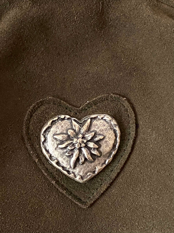 Vintage Trachten-Handtasche Grün mit Edelweiß-Herz