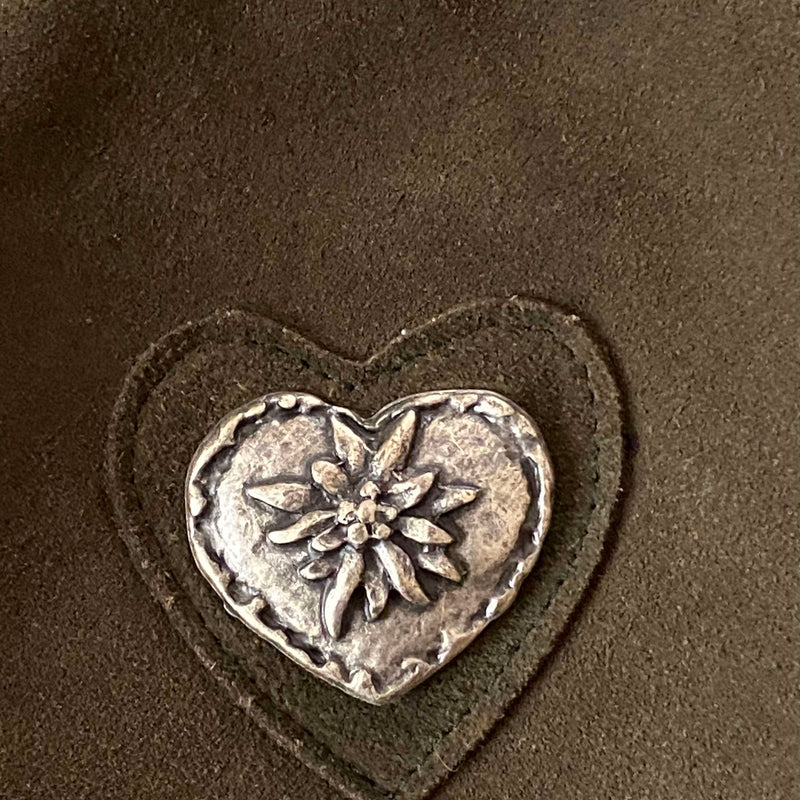 Vintage Trachten-Handtasche Grün mit Edelweiß-Herz