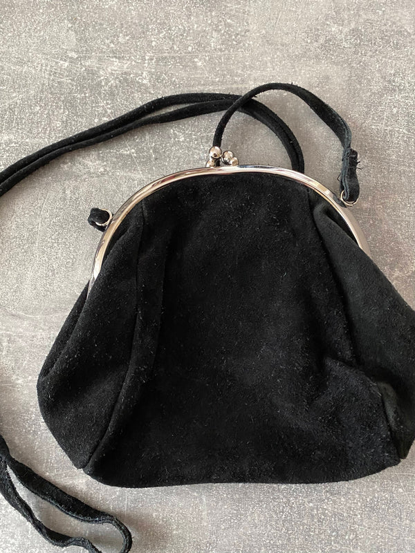 Vintage Trachten-Handtasche Schwarz mit Edelweiß-Herz