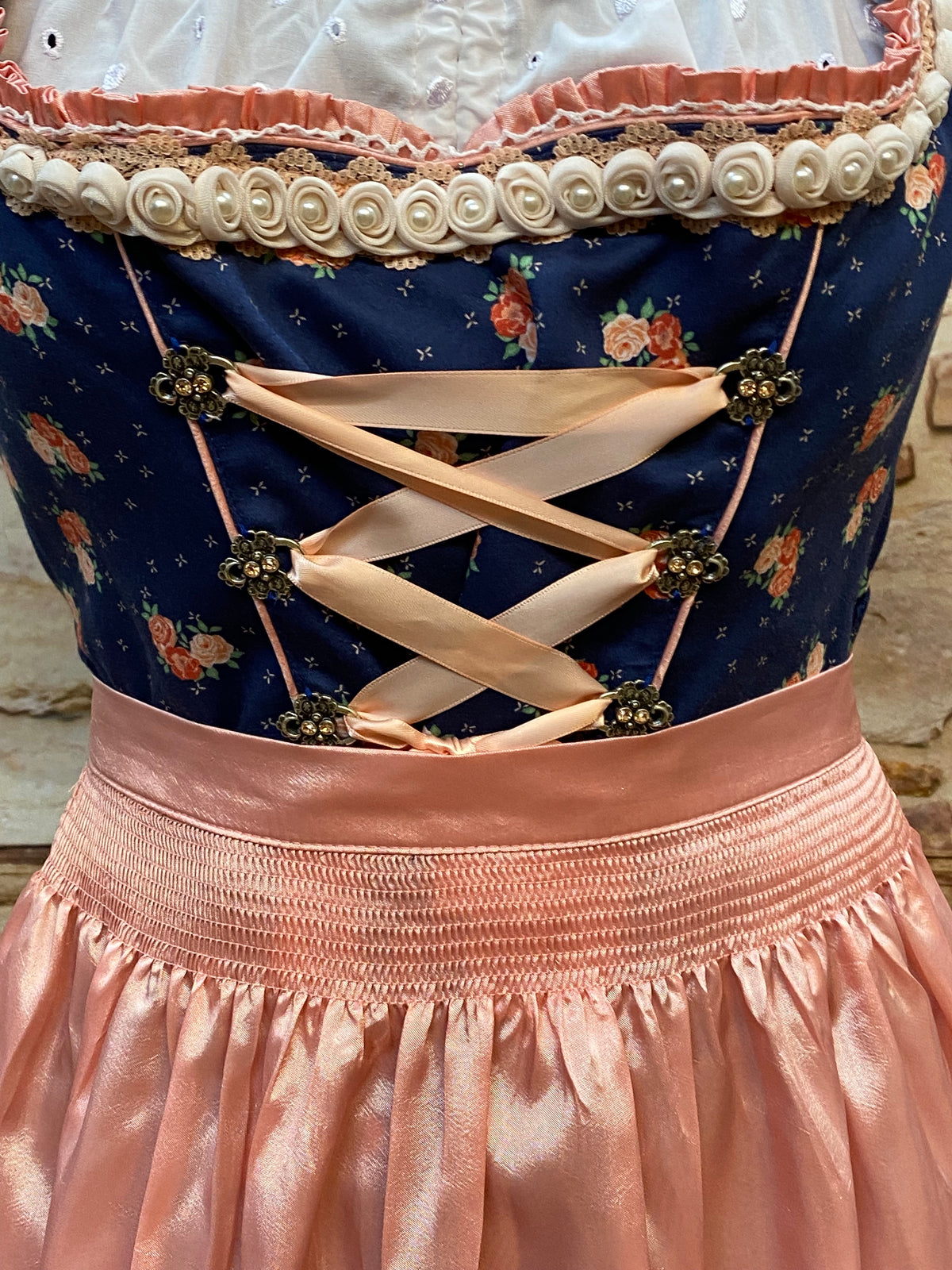 Dirndl 3-teilig Gr.38, blau, rose