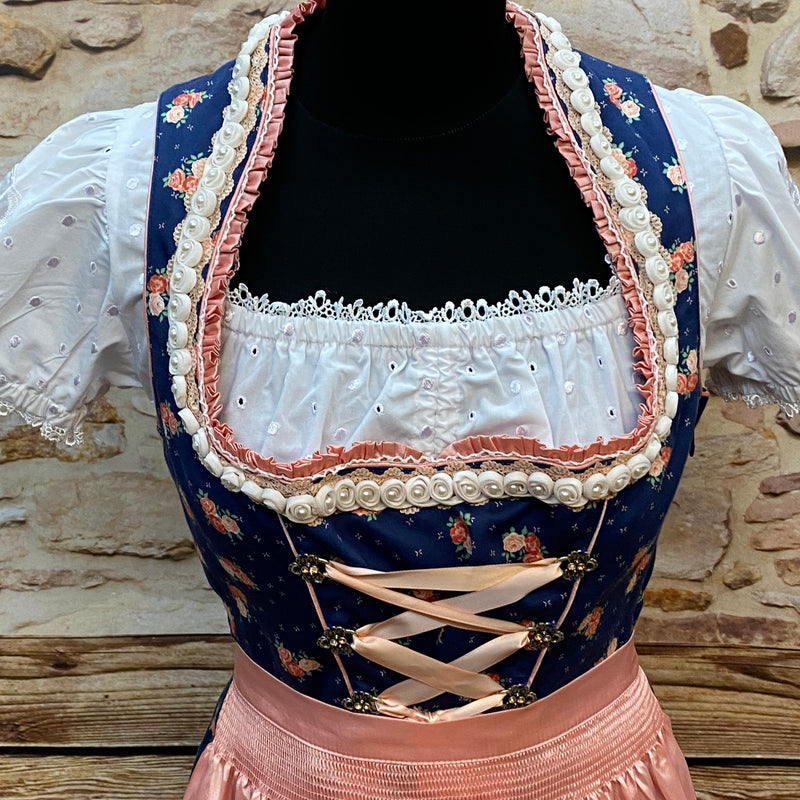 Dirndl 3-teilig Gr.38, blau, rose