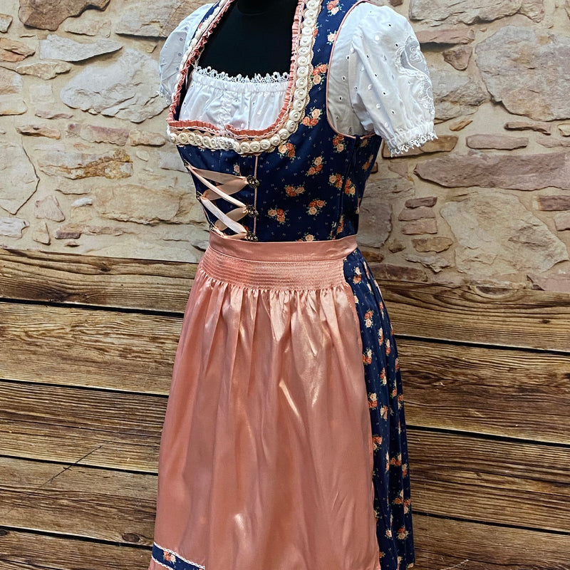 Dirndl 3-teilig Gr.38, blau, rose