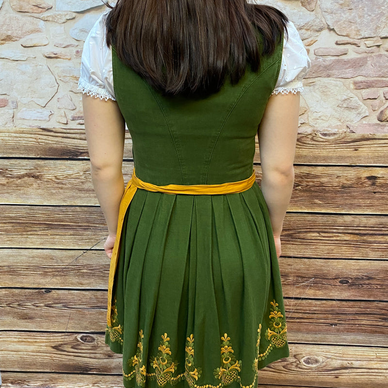 Vintage Dirndl Trachtenkleid grün Stickerei Gr.36