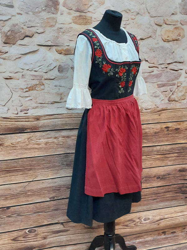 Vintage Dirndl schwarz rot - bestickt, Gr.42, Ansicht 3