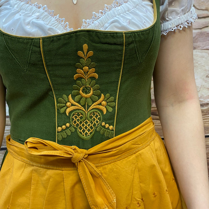 Vintage Dirndl Trachtenkleid grün Stickerei Gr.36