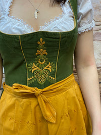 Balcon dirndl robe traditionnelle vert broderie vintage taille 36 