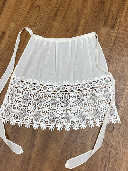 Dirndl Schürze Trachtenschürze helles creme Vintage Länge 52 cm