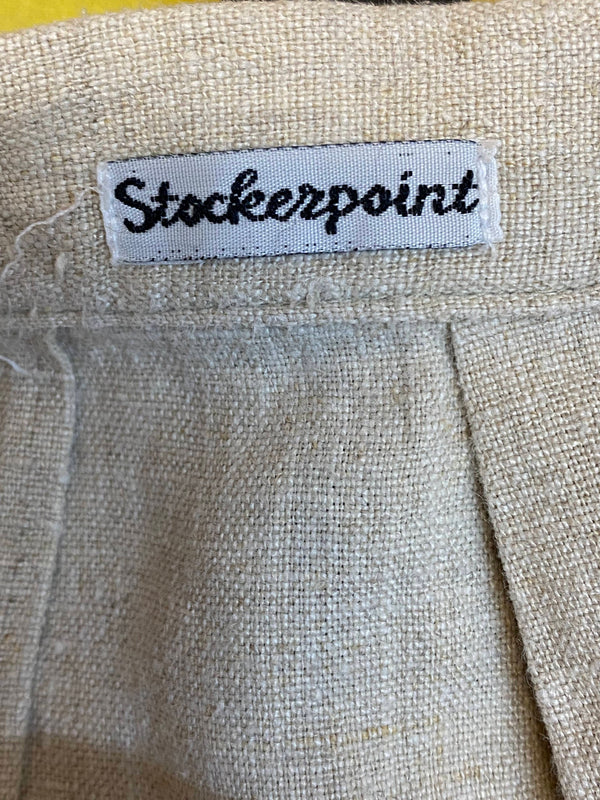 Vintage Dirndlschürze – naturfarbenes Leinen mit Spitze