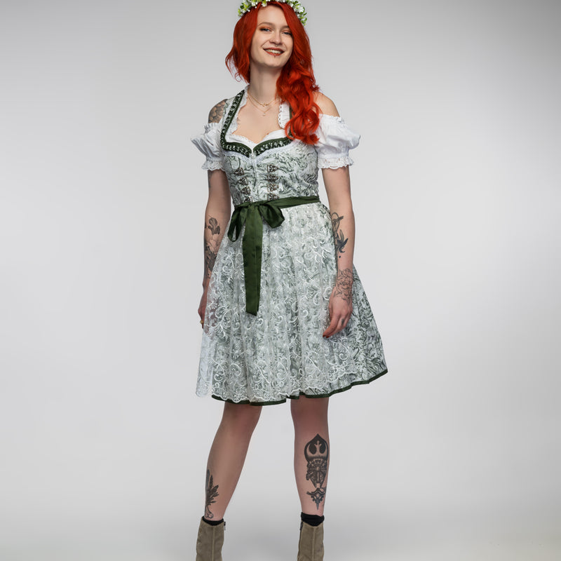 Exklusives Moser Dirndl in Grün und Weiß – Gr. 38