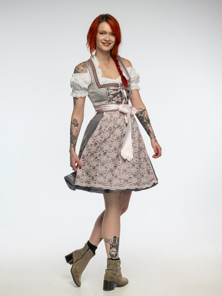 Zauberhaftes Stoiber Dirndl in Rosa und Grau – EU Größe 38