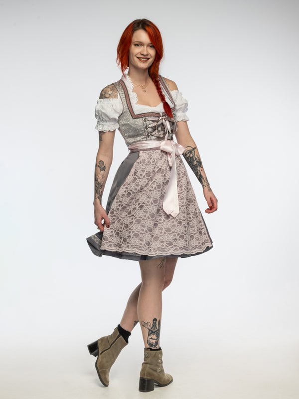 Zauberhaftes Stoiber Dirndl in Rosa und Grau – EU Größe 38