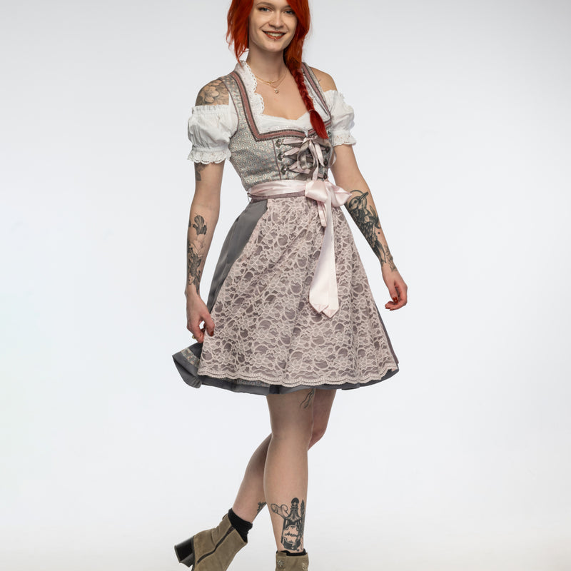 Zauberhaftes Stoiber Dirndl in Rosa und Grau – EU Größe 38