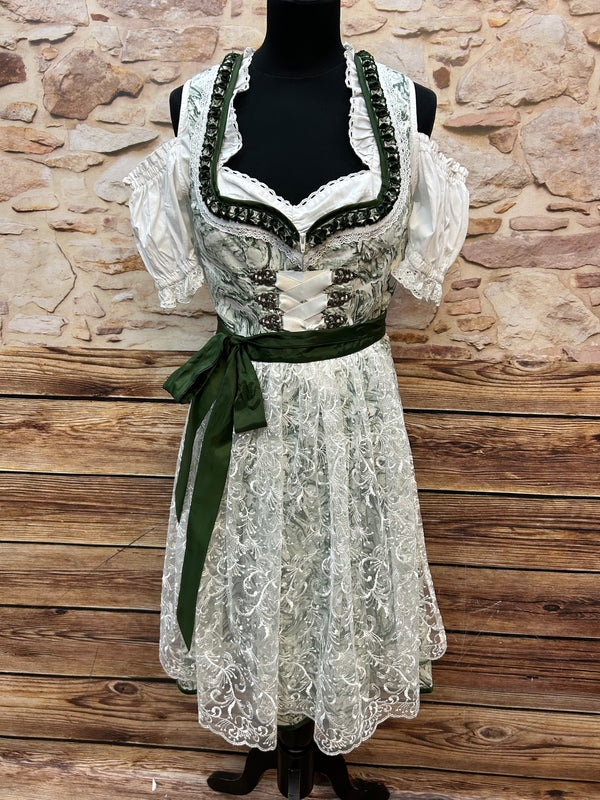 Exklusives Moser Dirndl in Grün und Weiß – Gr. 38