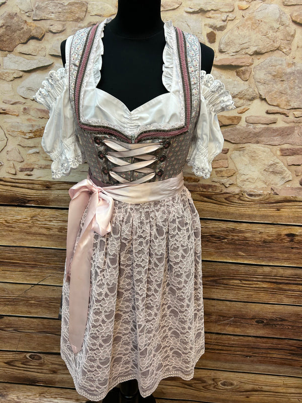 Zauberhaftes Stoiber Dirndl in Rosa und Grau – EU Größe 38