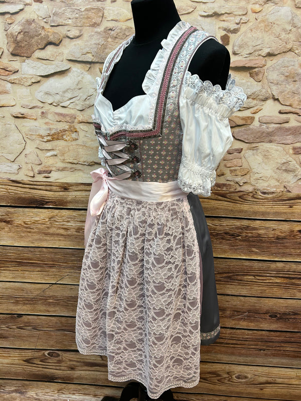 Zauberhaftes Stoiber Dirndl in Rosa und Grau – EU Größe 38