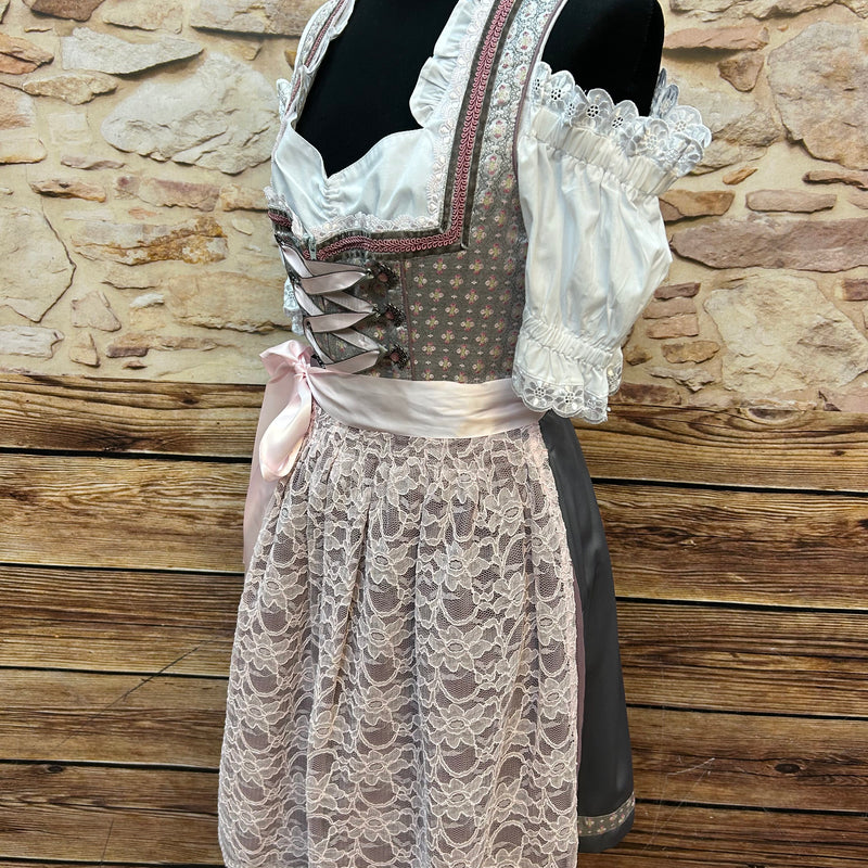 Zauberhaftes Stoiber Dirndl in Rosa und Grau – EU Größe 38