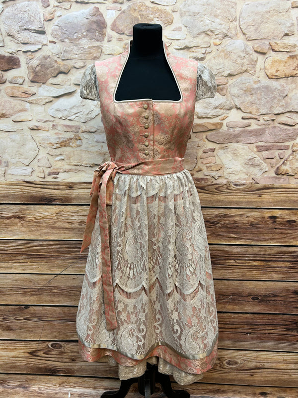 Elegantes Tramontana Dirndl in Beige und Rosa – EU Größe 40