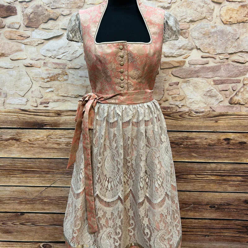 Elegantes Tramontana Dirndl in Beige und Rosa – EU Größe 40
