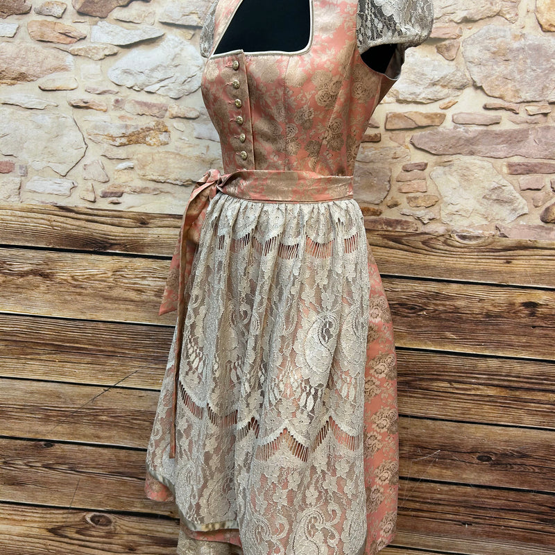 Elegantes Tramontana Dirndl in Beige und Rosa – EU Größe 40