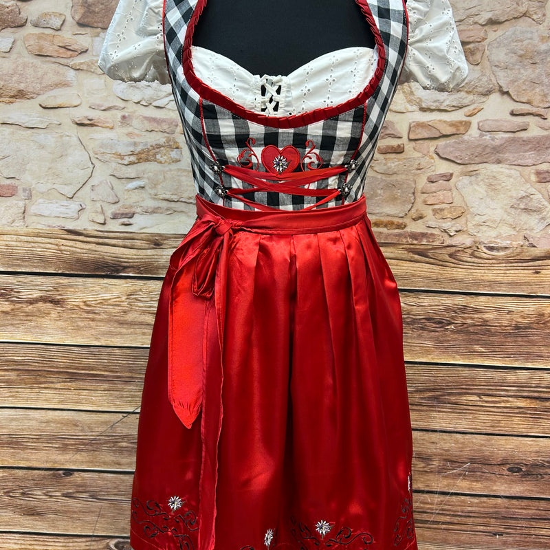 Dirndl in Rot und Schwarz – EU Größe 34